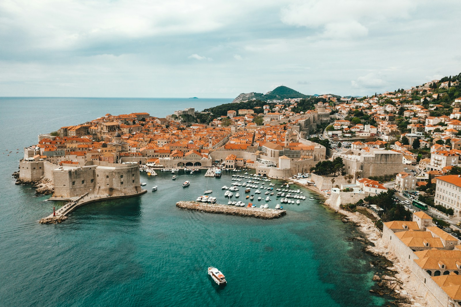 European coastal cityscape with historic buildings