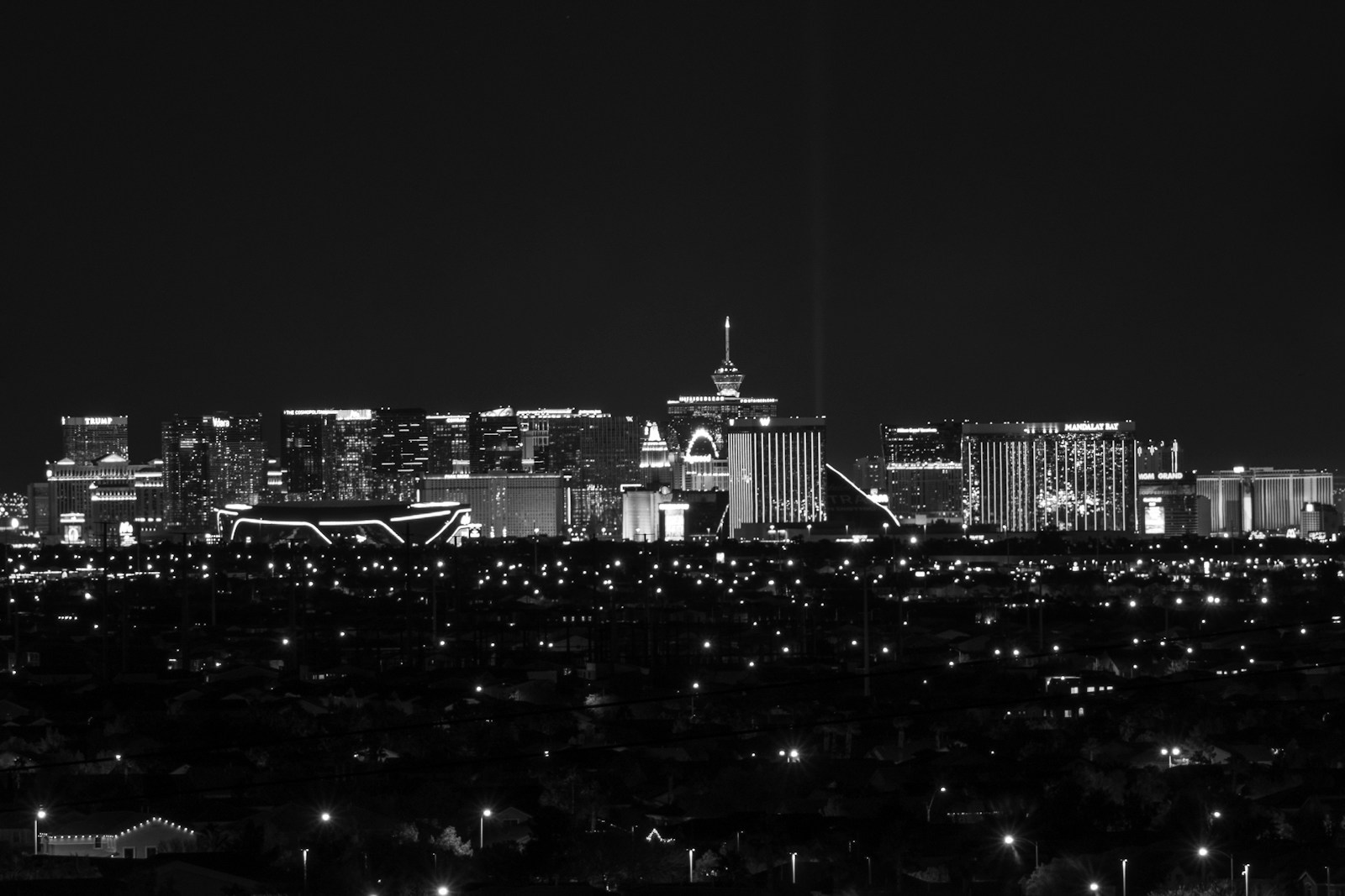 Las Vegas Strip night lights and resort towers