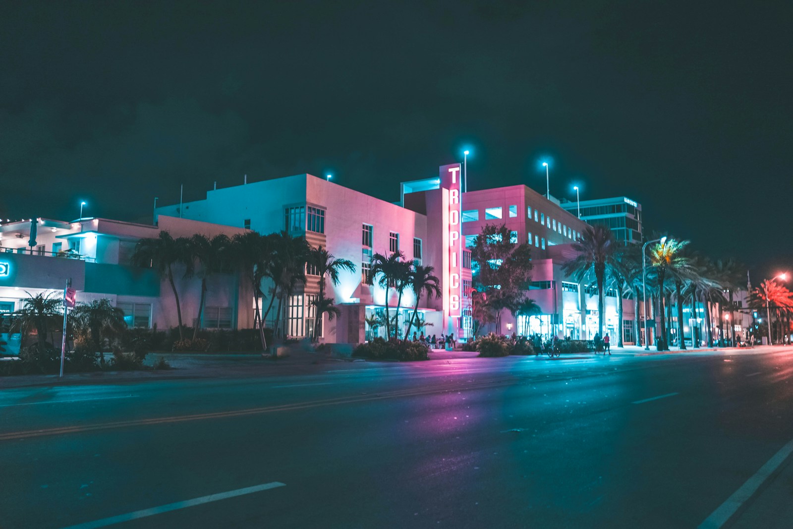 Miami Art Deco and nightlife lights along Ocean Drive